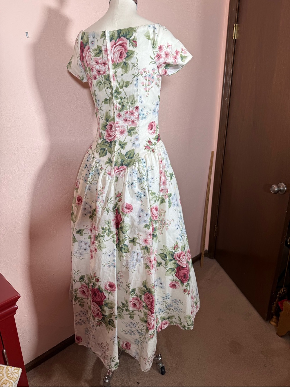 Vintage Loralie original rose floral full skirt Victorian tea dress medium - Picture 13 of 16